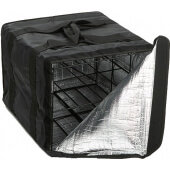 BLB1914 American Metalcraft, 19" x 19" x 14" Deluxe Insulated Pizza Delivery Bag w/ Wire Rack Insert, Black