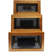 HFCSET3 TableCraft, 3-Piece Rectangular Wood Farmhouse Collection Display Riser Set w/ Chalkboard Panels