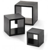 WBK3 TableCraft, 3-Piece Barclay Wood Cube Display Riser Set, Black Finish