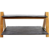 RMG1KITACA TableCraft, 2-Tier Frostone Collection Acacia Wood Display Riser w/ Display Trays