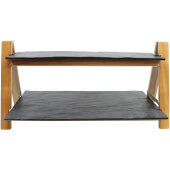 RMG2KITACA TableCraft, 2-Tier Frostone Collection Acacia Wood Display Riser Frame w/ Display Trays