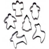 CST-33 Winco, 6-Piece Stainless Steel Holiday Cookie Cutter Set