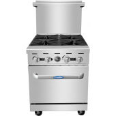 AGR-4B-LP CookRite, 152,000 Btu Propane Gas Restaurant Range, 4 Burner, Space Saver Oven
