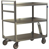158859 Lakeside, 40 1/4" x 22" Stainless Steel Classroom Meal Delivery Cart w/ 3 Shelves