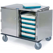 835 Lakeside, 24 Tray Premiere Series™ Stainless Steel Meal Delivery Cart w/ Floor Drain, Silver