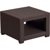 LVLO-782802 LiVello, 22" x 22" x 15 1/4" Faux Rattan End Table, Chocolate Brown
