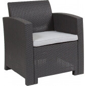 LVLO-014132 LiVello, Outdoor Faux Rattan Patio Chair w/ Cushion, Dark Gray