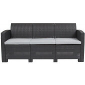 LVLO-214132 LiVello, Outdoor Faux Rattan Patio Sofa w/ Cushions, Dark Gray