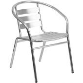 LVLO-36232 LiVello, Indoor / Outdoor Stackable Aluminum Slat Back Patio Chair, Silver