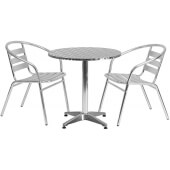 LVLO-083831 LiVello, 27 1/2" Round Indoor / Outdoor Patio Dining Set w/ 2 Chairs, Silver