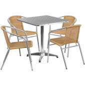 LVLO-059181 LiVello, 27 1/2" Square Indoor / Outdoor Patio Dining Set w/ 4 Chairs, Silver
