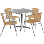 LVLO-459181 LiVello, 31 1/2" Square Indoor / Outdoor Patio Dining Set w/ 4 Chairs, Silver