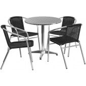LVLO-069181 LiVello, 27 1/2" Round Indoor / Outdoor Patio Dining Set w/ 4 Chairs, Silver