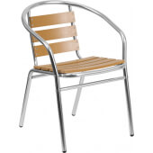 LVLO-816091 LiVello, Indoor / Outdoor Stackable Faux Teak Slat Back Patio Chair, Brown