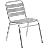 LVLO-716091 LiVello, Indoor / Outdoor Stackable Aluminum Slat Back Patio Chair, Silver