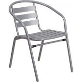 LVLO-380561 LiVello, Indoor / Outdoor Stackable Steel Frame Slat Back Patio Chair, Gray