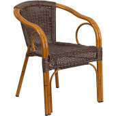 LVLO-362802 LiVello, Cadiz Indoor / Outdoor Stackable Rattan Patio Chair, Dark Brown