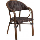 LVLO-562802 LiVello, Milano Indoor / Outdoor Stackable Rattan Patio Chair, Dark Brown