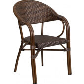 LVLO-462802 LiVello, Milano Indoor / Outdoor Stackable Rattan Patio Chair, Cocoa