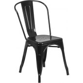 LVLO-25422 LiVello, Indoor / Outdoor Stackable Steel Dining Chair, Black