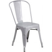 LVLO-55422 LiVello, Indoor / Outdoor Stackable Steel Dining Chair, Silver