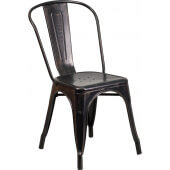 LVLO-759431 LiVello, Indoor / Outdoor Stackable Steel Dining Chair, Black Antique Gold