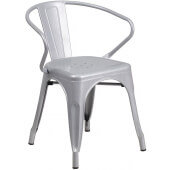 LVLO-06422 LiVello, Indoor / Outdoor Stackable Steel Bistro Chair, Silver