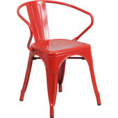 LVLO-16422 LiVello, Indoor / Outdoor Stackable Steel Bistro Chair, Red