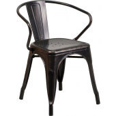 LVLO-069431 LiVello, Indoor / Outdoor Stackable Steel Bistro Chair, Black Antique Gold