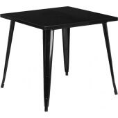 LVLO-575671 LiVello, 31 3/4" Square Top  Indoor / Outdoor Metal Cafe Dining Table, Black