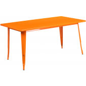 LVLO-002261 LiVello, 63" x 31 1/2" Indoor / Outdoor Metal Cafe Dining Table, Orange