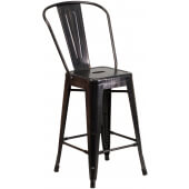 LVLO-559431 LiVello, Indoor / Outdoor Steel Counter Height Stool, Black Antique Gold