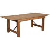 LVLO-936112 LiVello, 84" x 40" Hercules Wood Folding Farm Table, Antique Rustic Pine