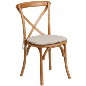 LVLO-057512 LiVello, Hercules Cross Back Wood Chair w/ Cushioned Seat, Oak Finish