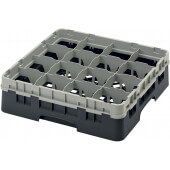 16S418110 Cambro, 16 Compartment Camrack Full Size Glass Rack w/ 1 Extender, Black