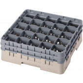 25S534184 Cambro, 25 Compartment Camrack Full Size Glass Rack w/ 2 Extenders, Beige