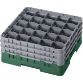 25S738119 Cambro, 25 Compartment Camrack Full Size Glass Rack w/ 3 Extenders, Sherwood Green