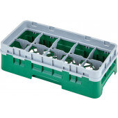 10HS318119 Cambro, 10 Compartment Camrack Half Size Glass Rack w/ 1 Extender, Sherwood Green