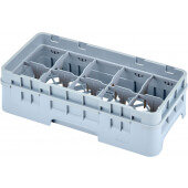 10HS318151 Cambro, 10 Compartment Camrack Half Size Glass Rack w/ 1 Extender, Soft Gray