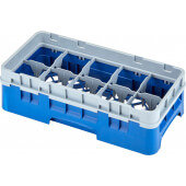 10HS318186 Cambro, 10 Compartment Camrack Half Size Glass Rack w/ 1 Extender, Navy Blue
