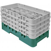 10HS800119 Cambro, 10 Compartment Camrack Half Size Glass Rack w/ 4 Extenders, Sherwood Green