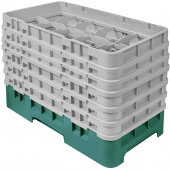 10HS1114119 Cambro, 10 Compartment Camrack Half Size Glass Rack w/ 6 Extenders, Sherwood Green