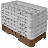 10HS1114167 Cambro, 10 Compartment Camrack Half Size Glass Rack w/ 6 Extenders, Brown