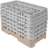 10HS1114184 Cambro, 10 Compartment Camrack Half Size Glass Rack w/ 6 Extenders, Beige