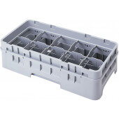 10HC414151 Cambro, 10 Compartment Camrack Half Size Cup Rack w/ 1 Extender, Soft Gray