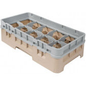 10HC414184 Cambro, 10 Compartment Camrack Half Size Cup Rack w/ 1 Extender, Beige