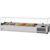 CTST-1500G-13-N Turbo Air, 59" Refrigerated Countertop Salad Table w/ Sneeze Guard, (6) 1/3 Size Pans