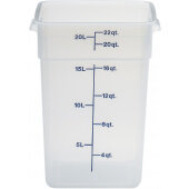 22SFSPP190 Cambro, 22 Qt CamSquare® Polyethylene Food Storage Container, Translucent