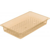 13CLRHP150 Cambro, Full Size Amber H-Pan™ Polycarbonate High Heat Colander Food Pan, 3" Deep