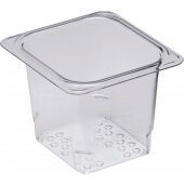 65CLRCW135 Cambro, 1/6 Size Clear Camwear™ Polycarbonate Colander Food Pan, 5" Deep
